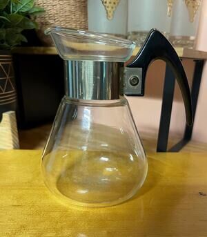 Vintage Corning Ware 2 Cup Glass Coffee Carafe 5.5" Heat Proof MCM No Lid As-Is